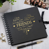 Friends Black Scrapbook Guest Book Or Photo Album with Gold Script